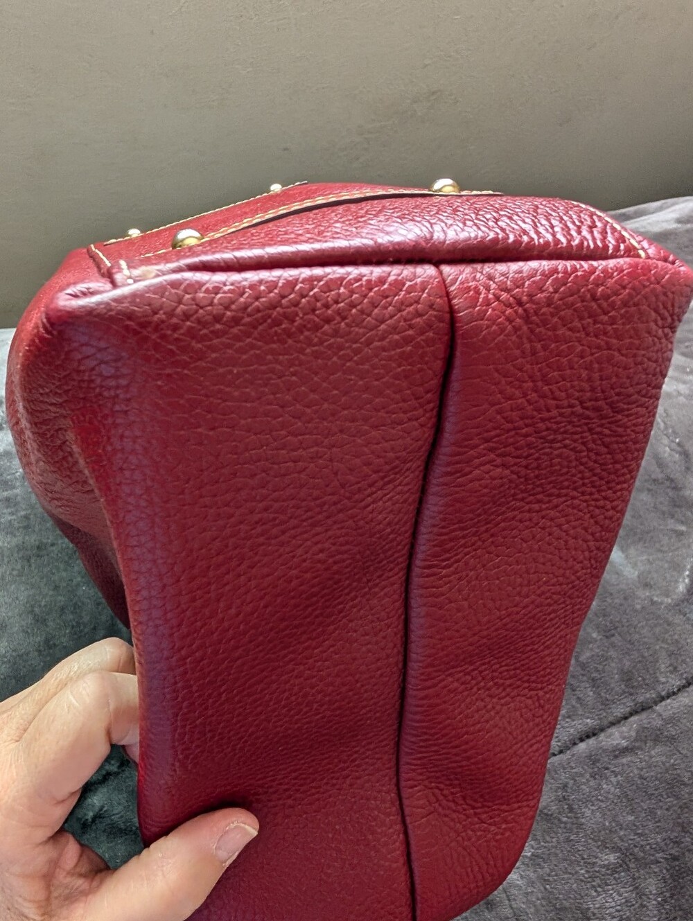 Dooney& Bourke Burgundy Leather Shoulder Hobo Bag with Gold Hardware - Picture 5 of 15